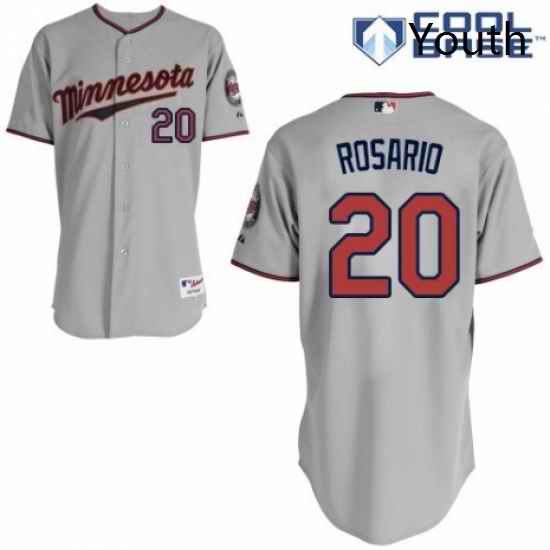 Youth Majestic Minnesota Twins 20 Eddie Rosario Authentic Grey Road Cool Base MLB Jersey